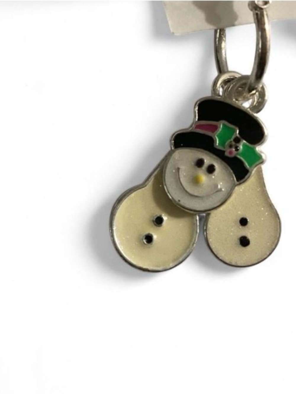 Snowman Enamel Hoop Earrings, 1.5 Inches – Festive Holiday Jewelry - Picture 3 of 5